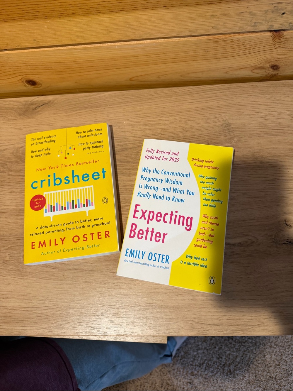 Emily Oster "Expecting Better" & "Cribsheet" Yellow Book Set